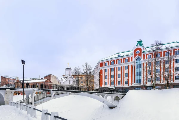 Historisk Sentrum Nizjnij Novgorod Russland Vinter Bro Zelensky Nedstigning Utgang – stockfoto