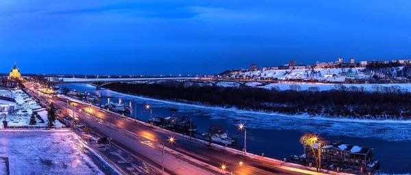 Nizhny Novgorod Natt Panorama Vinter — Stockfoto