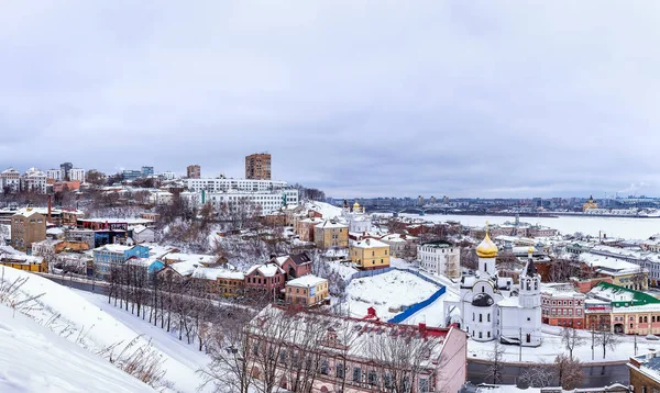 Panorama Den Historiska Staden Centrerar Nizjnij Novgorod Ryssland Vinter — Stockfoto