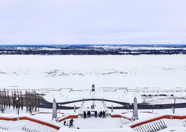 Kreml Fästning Den Historiska Staden Centrerar Nizjnij Novgorod Chkalov Stege — Stockfoto