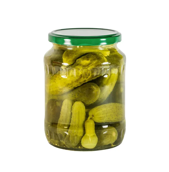Pickles Glass Jar Isolated White — Stock Photo, Image