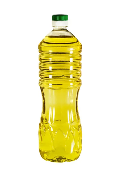 Grande Bottiglia Plastica Olio Vegetale Isolato Sfondo Bianco — Foto Stock