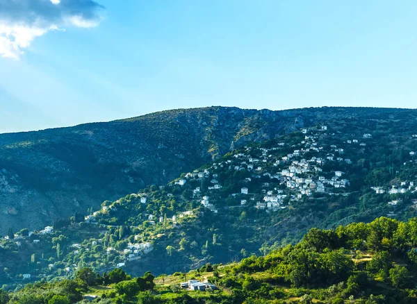 Utsikt Över Den Pittoreska Byn Makrinítsa Pelio Grekland — Stockfoto