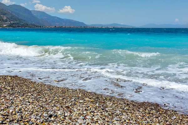 Diakopto Yunanistan Gulf Corinth Veya Korint Körfezi Dalgalar Bir Fırtına — Stok fotoğraf