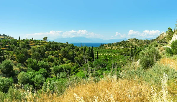 Utsikt Över Korintiska Viken Från Höjden Klippan Grekland Peloponnesos — Stockfoto