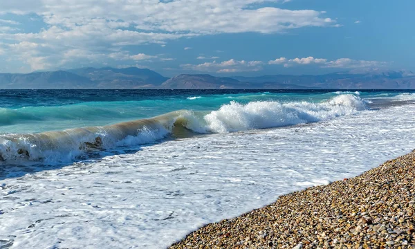 Diakopto Grécia Golfo Corinto Golfo Corinto Ondas Uma Tempestade — Fotografia de Stock