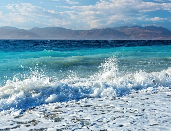 Diakopto Grécia Golfo Corinto Golfo Corinto Ondas Uma Tempestade — Fotografia de Stock