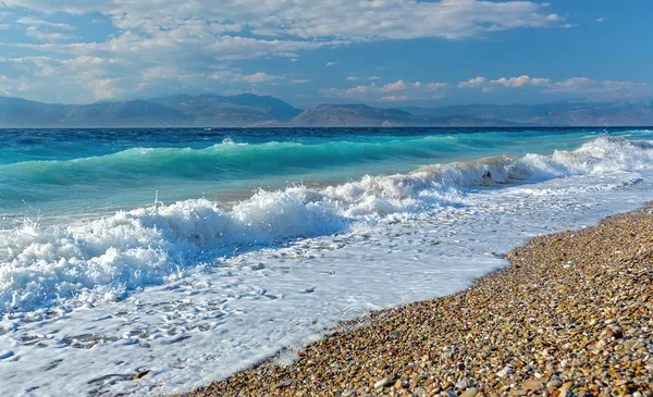 Diakopto Yunanistan Gulf Corinth Veya Korint Körfezi Dalgalar Bir Fırtına — Stok fotoğraf