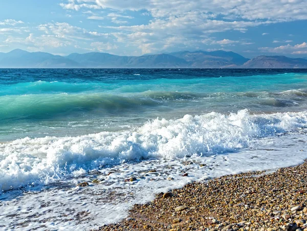 Diakopto Yunanistan Gulf Corinth Veya Korint Körfezi Dalgalar Bir Fırtına — Stok fotoğraf