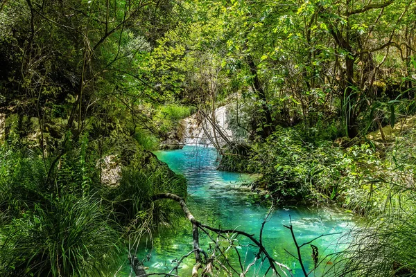Waterfalls Polilimnio, Polylimnio - a nature reserve in the southwest of the Peloponnese Peninsula, Greece.