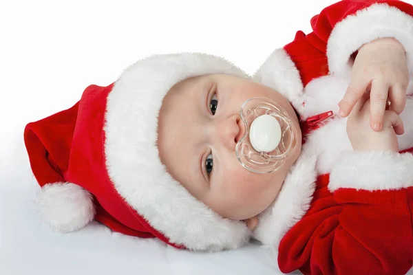 Pai Natal Seis Meses Com Chupeta Boneco Bebé — Fotografia de Stock