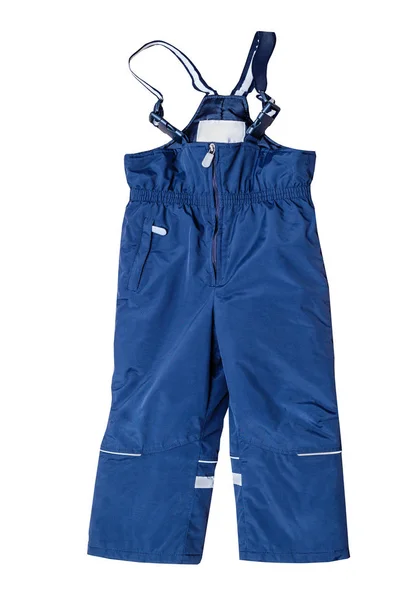 Warm Winter Children Pants Straps Dark Blue Semi Overalls Isolated — Stock Photo, Image