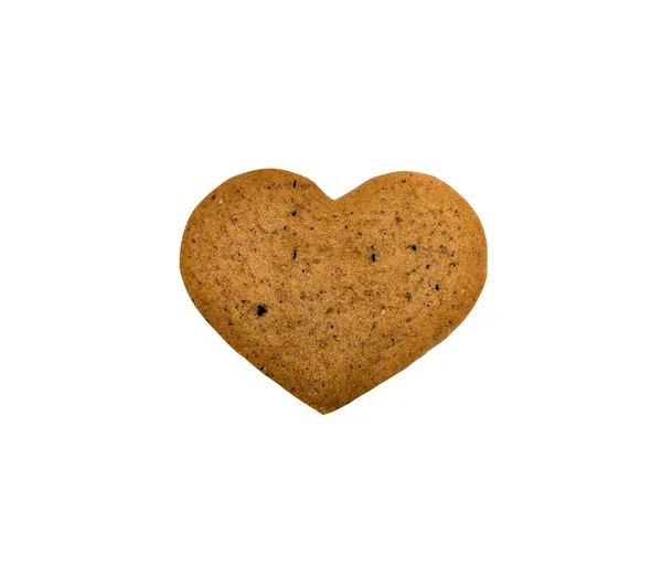 Biscotti Allo Zenzero Isolato Bianco Forma Cuore — Foto Stock