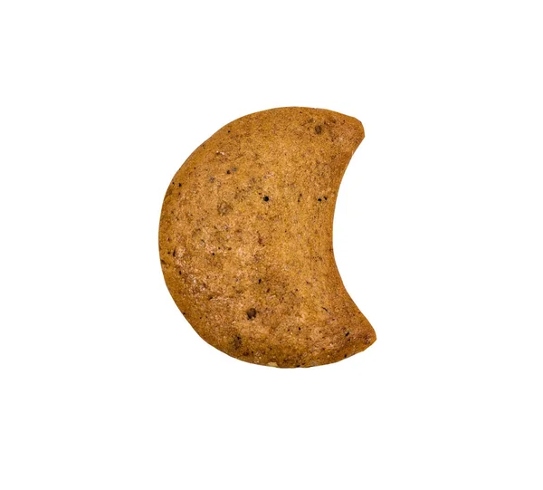 Gember Smaak Cookies Geïsoleerd Wit Vorm Van Maan — Stockfoto