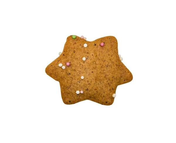 Gember Smaak Cookies Geïsoleerd Wit Vorm Van Een Ster — Stockfoto