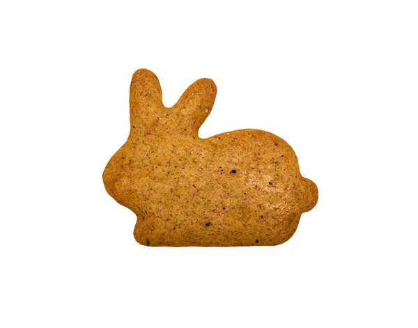Gember Smaak Cookies Geïsoleerd Wit Vorm Van Een Konijn — Stockfoto