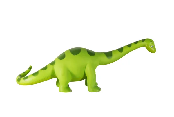 Juguete Dinosaurio Verde Plástico Brontosaurus Aislado Sobre Fondo Blanco — Foto de Stock