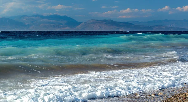 Diakopto Greece Gulf Corinth Corinthian Gulf Waves Storm — Stock Photo, Image