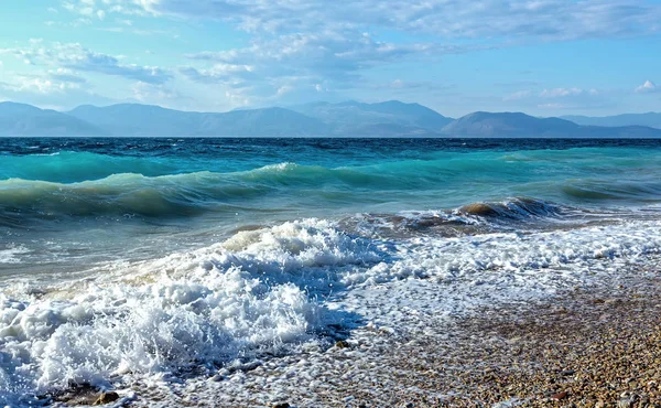 Diakopto Greece Gulf Corinth Corinthian Gulf Waves Storm — Stock Photo, Image