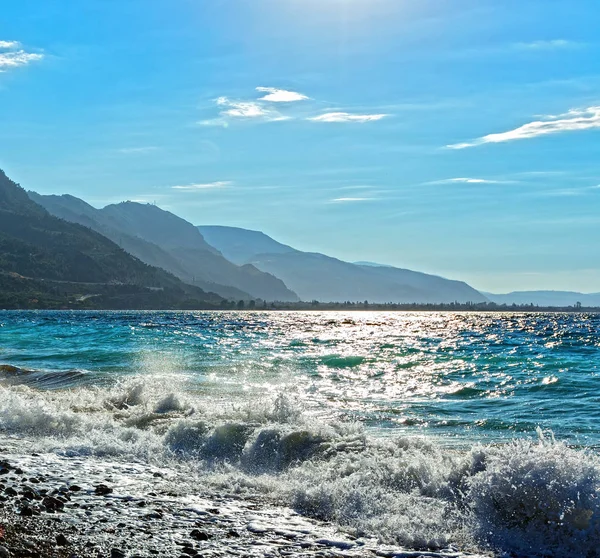 Оптимальная Греция Коринфский Залив Коринфский Залив Волны Буря — стоковое фото