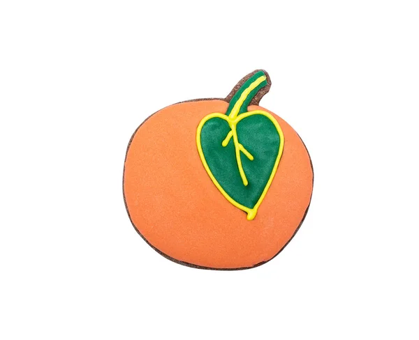 Pommes Orange Avec Une Feuille Verte Pain Épice Recouvert Glaçure — Photo