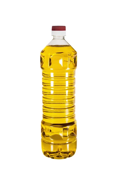 Bottiglia Plastica Olio Vegetale Isolato Sfondo Bianco — Foto Stock