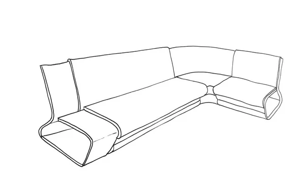 Szkic Graficzny Wnętrze Pokoju Sofa Liner — Zdjęcie stockowe
