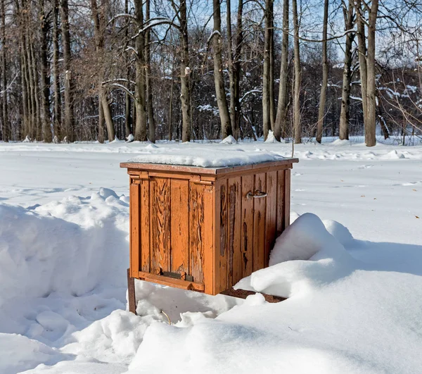 Beehive Apiary Winter Heavy Frost Lot Snow Russia Tula Region — Stock Photo, Image