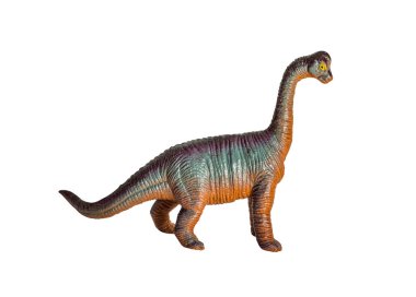 Plastik dinozor oyuncak, Brachiosaurus. Beyaz arka plan üzerinde izole.