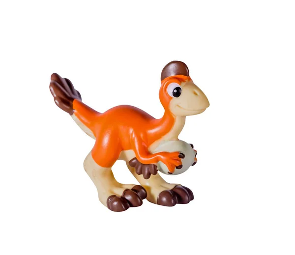 Brinquedo Dinossauro Laranja Plástico Oviraptor Isolado Fundo Branco — Fotografia de Stock