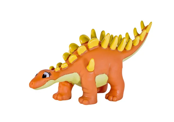 Brinquedo Dinossauro Laranja Plástico Kentosaurus Isolado Fundo Branco — Fotografia de Stock