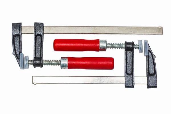 Red Black Clamp Bar Clamp Speed Clamp Clamp Isolated White — Stock Photo, Image