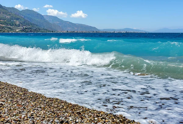 Diakopto Greece Gulf Corinth Corinthian Gulf Waves Storm — Stock Photo, Image