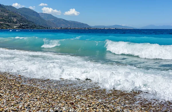 Diakopto Greece Gulf Corinth Corinthian Gulf Waves Storm — Stock Photo, Image