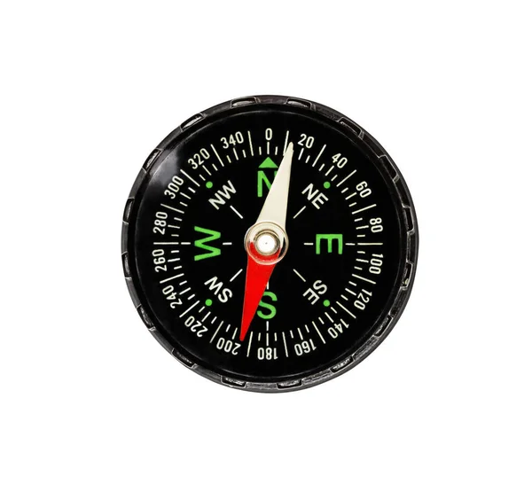 Compass Pocket Black Isolated White — Stock Photo, Image