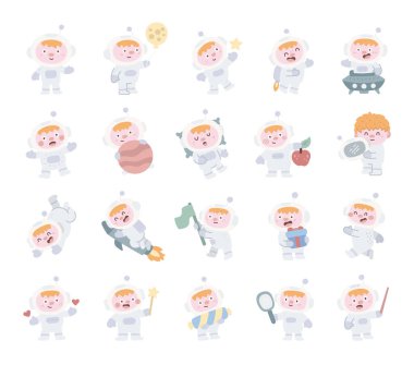 İskandinav tarzında ayarlanmış astronot karakteri farklı duygular gösteriyor ve doğum günü kutlaması, uyku, uçuş, sevgililer günü kartı, öğretim, uzay keşfi gibi aktivitelerle pozlar veriyor.