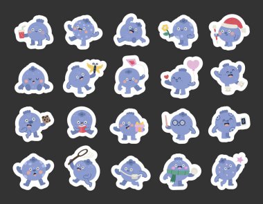 İskandinav tarzında hazırlanmış yaban mersini karakteri. Sevimli duygular ve pozlar, doğum günü, tatil, okuma, spor kış aktiviteleri ve yaratıcı tasarım projeleri.