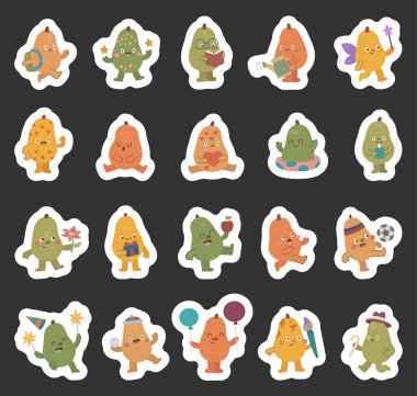 Papaya karakteri İskandinav tarzında ayarlanmış doğum günü, tatil, spor, sevgililer günü, periler, yaratıcı projeleriniz için birçok duygu ve farklı pozlar sergiliyor.