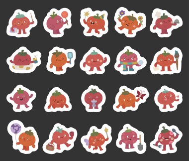 İskandinav tarzında ayarlanmış domates karakteri, bayram, kutlama, doğum günü, yemek pişirme, çalışma, resim, bahçe işleri, peri ve sevgililer günü ile birçok farklı duygu ve komik pozlar sergiliyor.