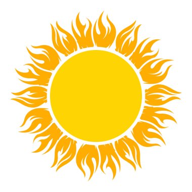 Basit parlak sarı ve turuncu renkli güneş sembolü 