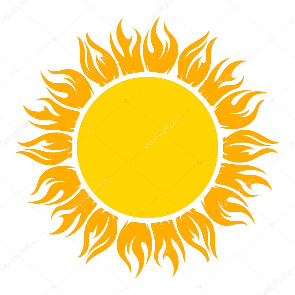 Simple bright yellow and orange colorful sun symbol 