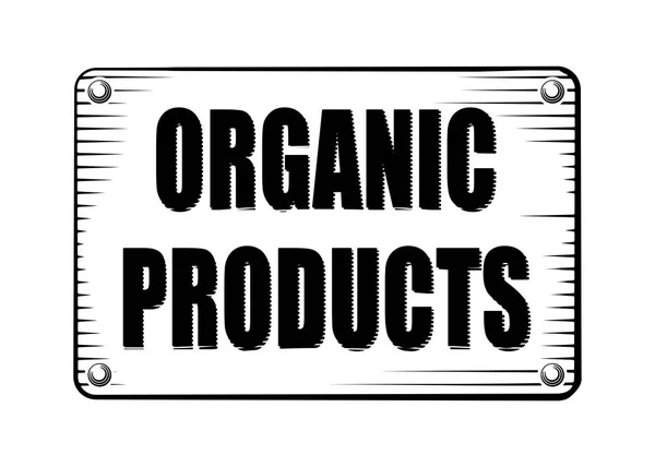 Organic Product Engraving Style Label Shield Sign Your Design — Stock Vector