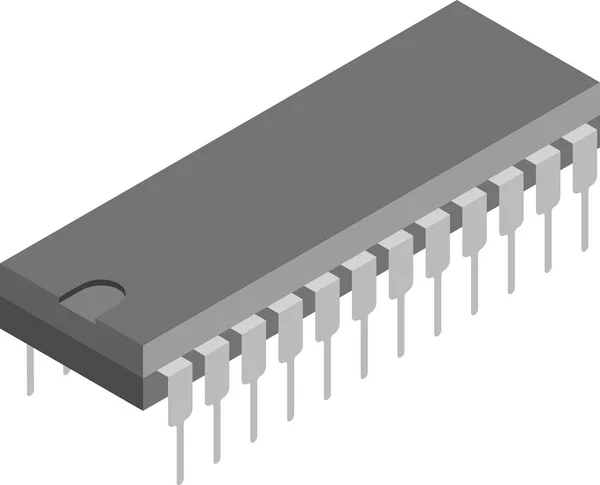 Illustrazione Isometrica Microchip Chip Cpu Processore Pacchetto Dip — Vettoriale Stock