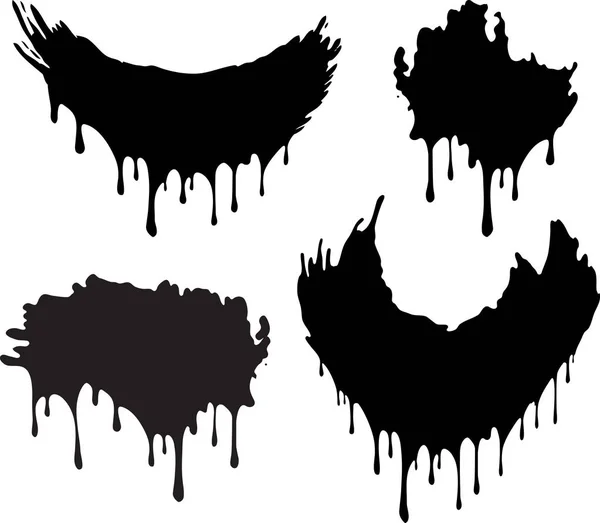 一套4黑色装饰与油漆滴水 设计的矢量插图 — 图库矢量图片