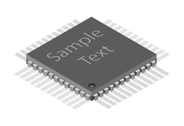 Illustrazione Isometrica Microchip Chip Cpu Processore Nel Pacchetto Tqfp Con — Vettoriale Stock