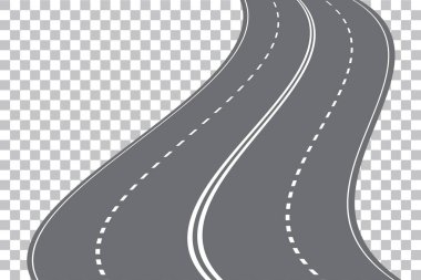 saydam arka plan üzerinde vektör illüstrasyon izole dolambaçlı dört şeritli yol
