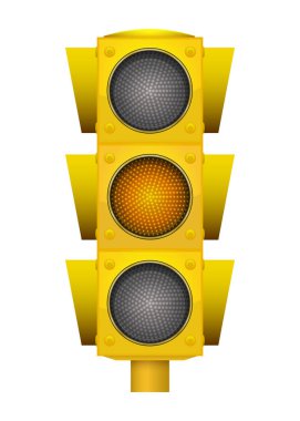 modern yellow led traffic light with switching on yellow light, vector illustration clipart