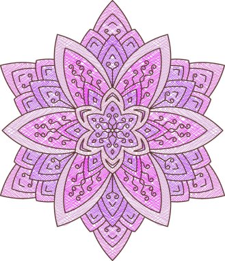 Soyut vektör mandala stil renk dolgularını kuluçkalık ile pembe tonlarında.