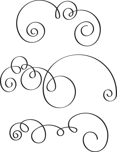 Set Three Decorative Swirls White Background — Stock Vector