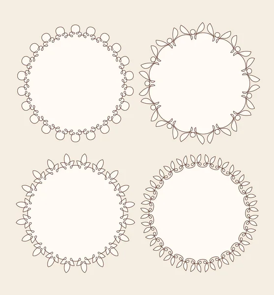 Set Van Vier Eenvoudige Ronde Frames — Stockvector